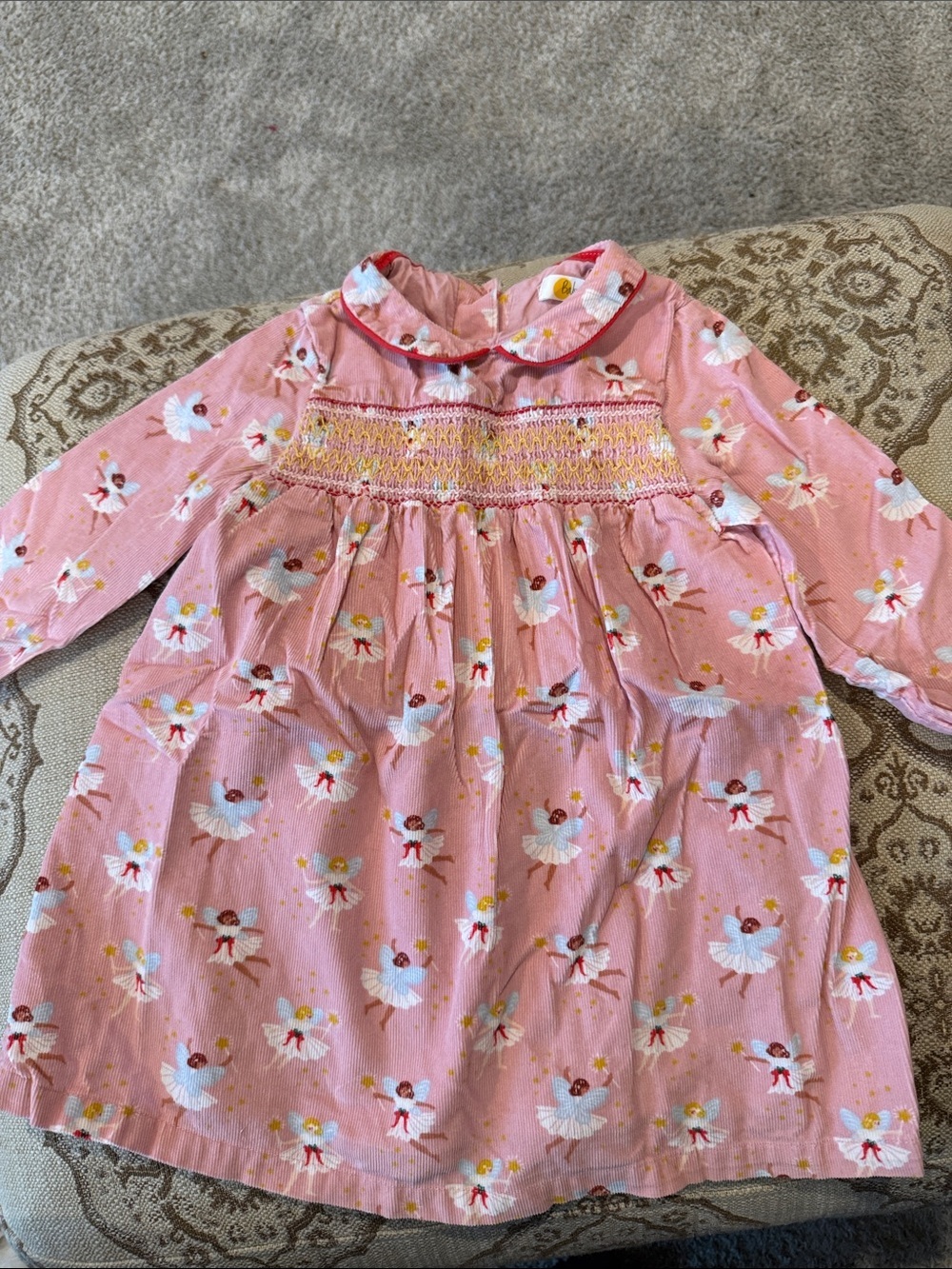 Baby Boden Pink Dress with Yellow Logo Detail